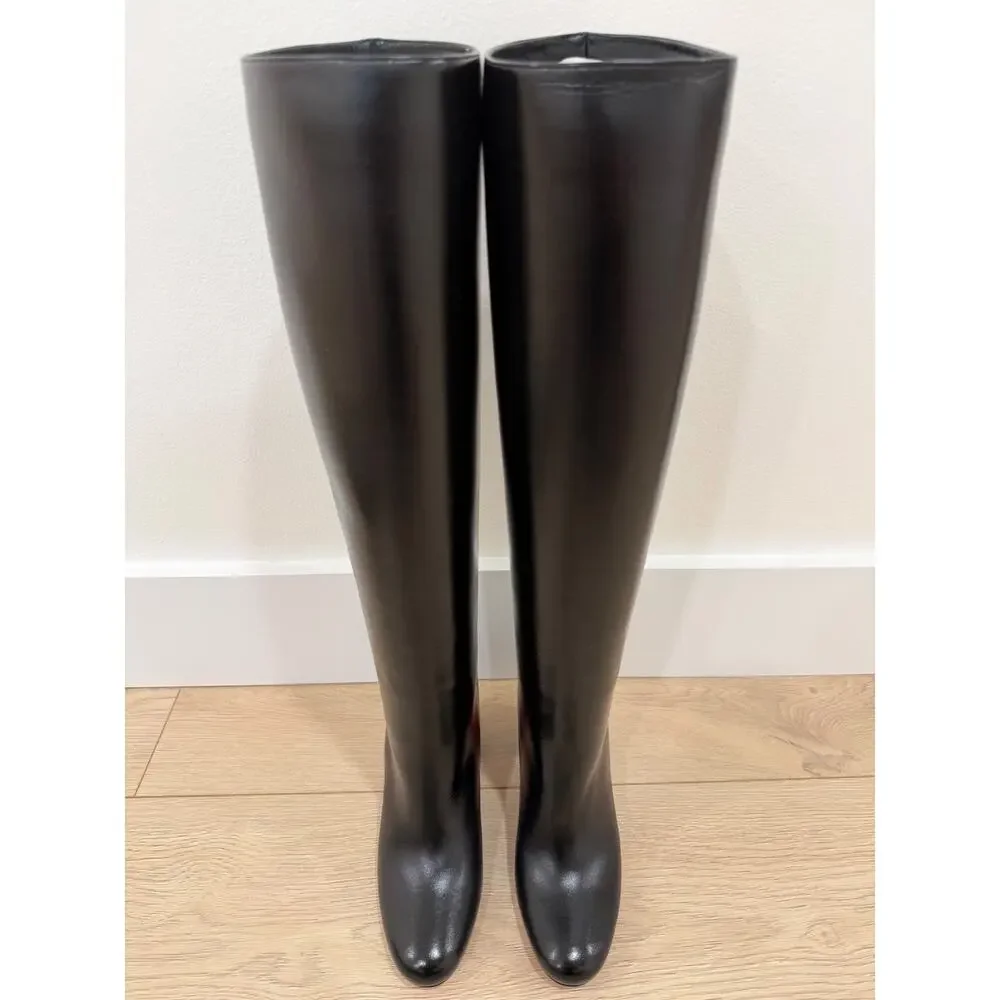 Christian Louboutin Janitta 85 Black Leather Knee High Block Heel Boot 40 - Picture 14 of 16